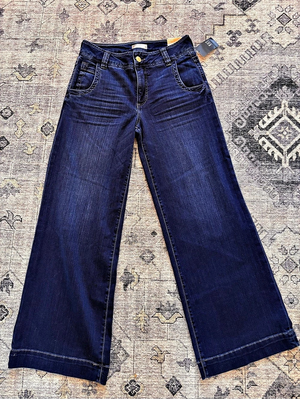 KUT from the Kloth Meg High Rise Wide Leg Jeans Dark Wash Size 6 NWT